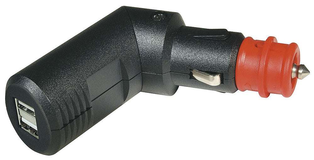 Įkrovimo kištukas dvigubas USB kampu 12 - 24 V DC / 5 V DC
