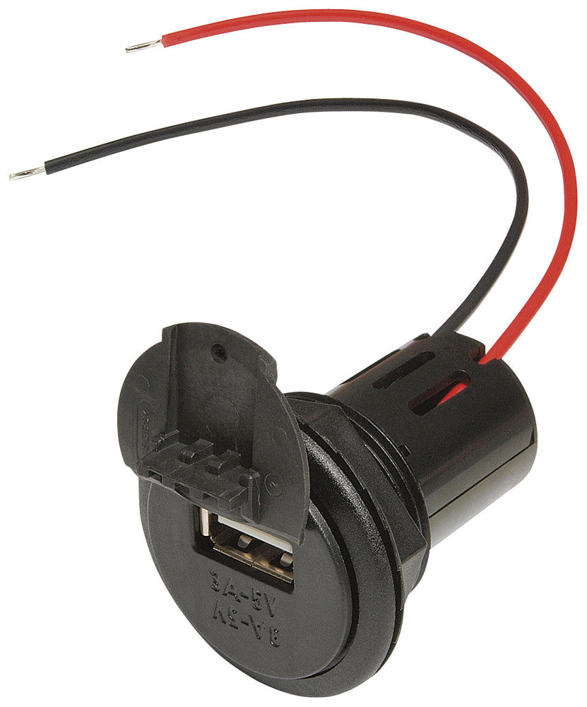 Integruotas maitinimo USB lizdas su sriegine mova ir dangteliu 12 - 24 V