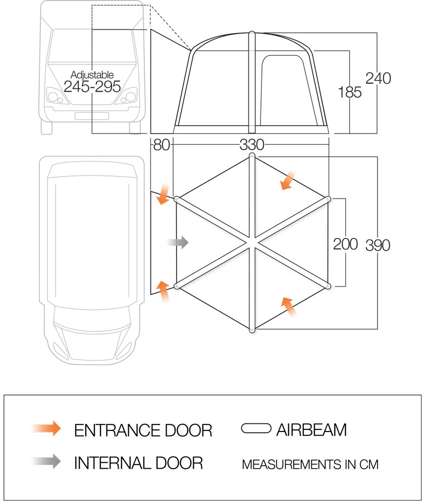 Airhub Hexaway II furgono tentas, prikabintas, debesies pilkas