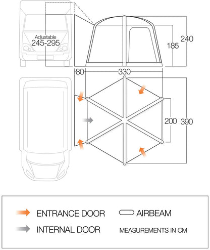 Airhub Hexaway II furgono tentas, prikabintas, debesies pilkas