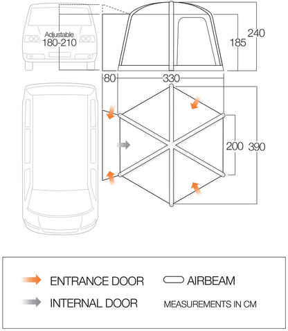 Airhub Hexaway II furgono tentas, prikabintas, debesies pilkas