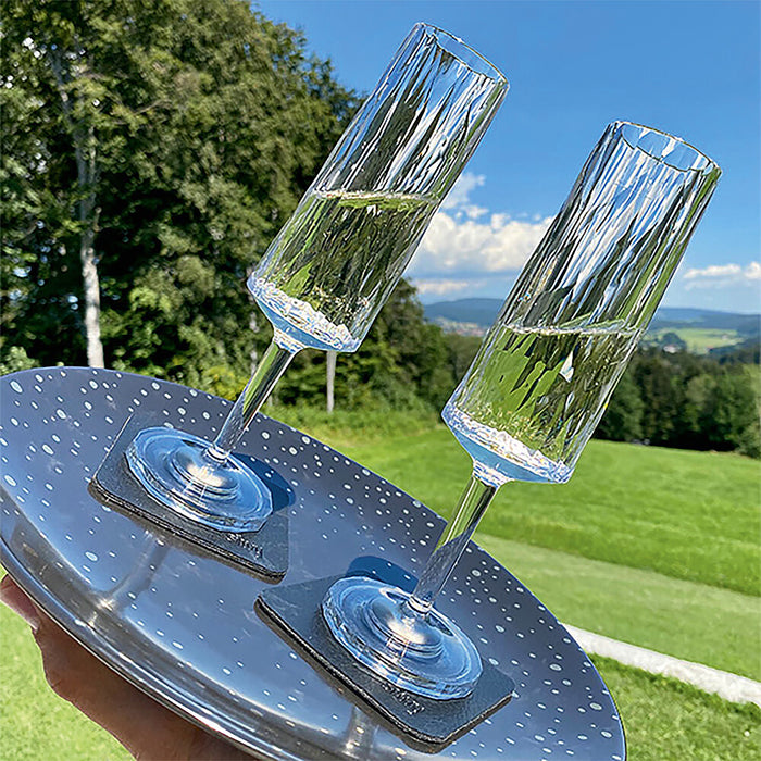 Magnetinės plastikinės taurės putojančiam vynui, 2 vnt. rinkinys, aukštųjų technologijų, skaidrios