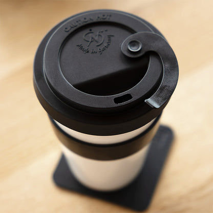 Porcelianinis TO-GO-CUP spalva balta, įskaitant padėkliuką BLACK